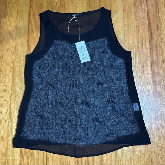 Eileen Fisher NWT Mohair Front Silk Blend  Top Black size M (a4 - Picture 1 of 10